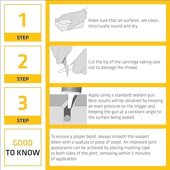 سيكا 6 قطع 117 مادة مانعة للتسرب من السيليكون الصحي المضاد للفطريات مع مسدس سيليكون واحد (شفاف) - Image 3